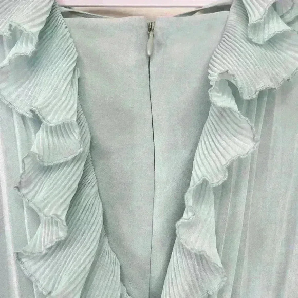 Self Portrait Blue Pleated Goddess Dress Gown Size Medium - Picture 7 of 13